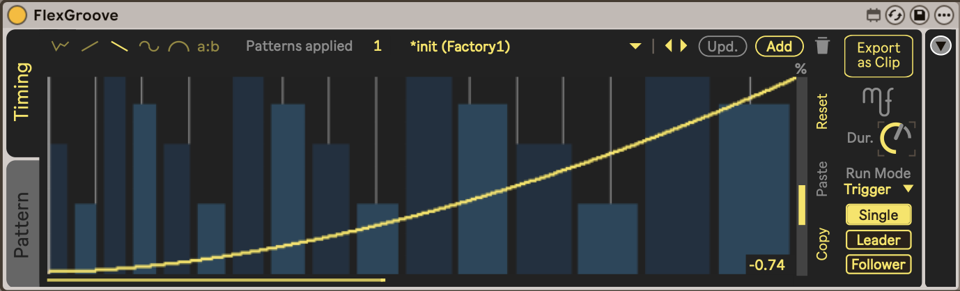 FlexGroove Max for Live device interface in Ableton Live