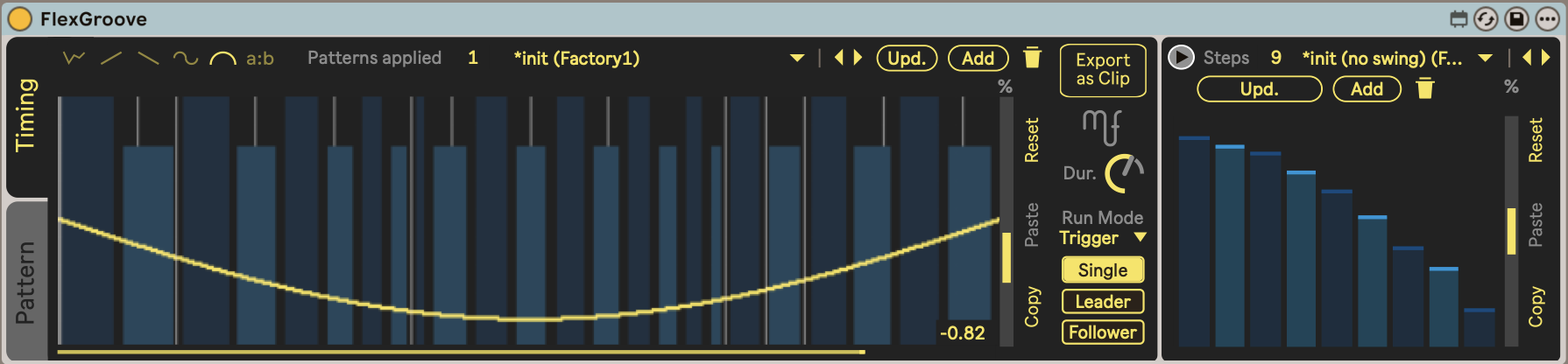 FlexGroove with deceleration curve
